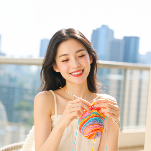 Female professional yo-yo player, wearing casual clothes, holding premium yo-yo, smiling while demonstrating trick